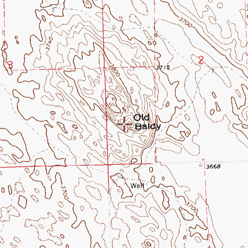 Topographic Map of Old Baldy, NE