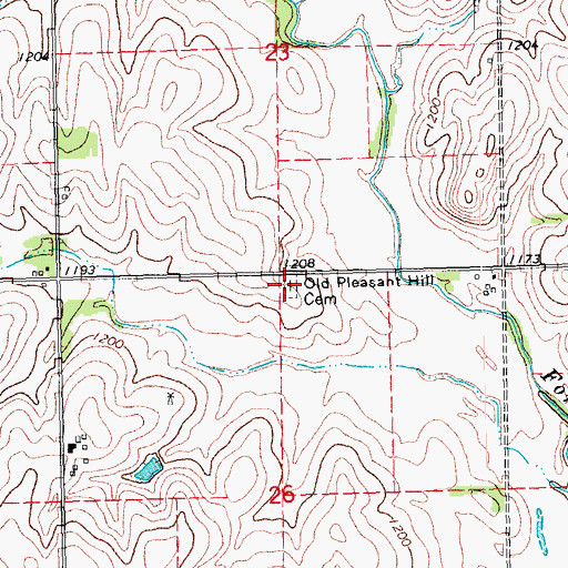 Topographic Map of Old Pleasant Hill Cemetery, NE
