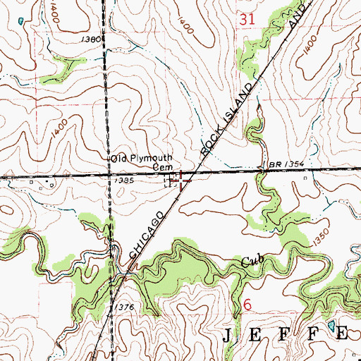 Topographic Map of Old Plymouth Cemetery, NE