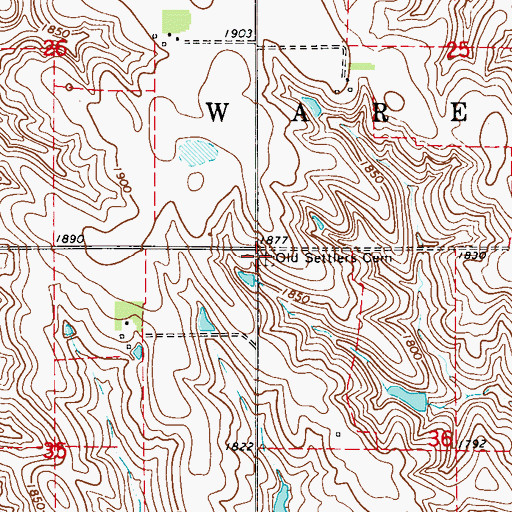 Topographic Map of Old Settlers Cemetery, NE