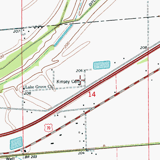 Topographic Map of Kinsey Cemetery, AR