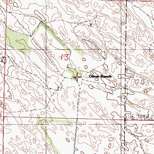 Topographic Map of Oliver Ranch, NE