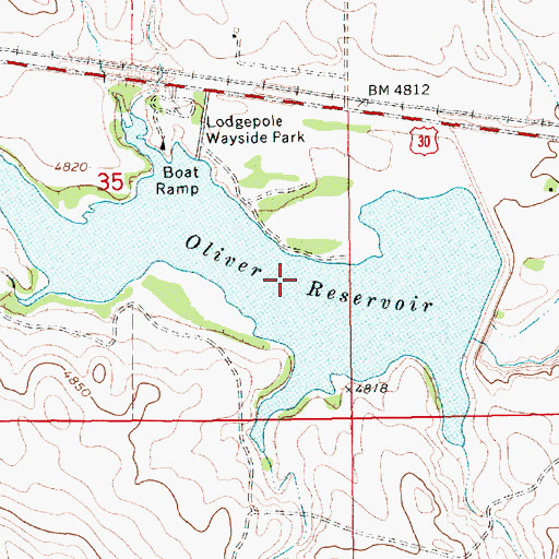 Topographic Map of Oliver Reservoir, NE