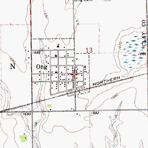 Topographic Map of Ong, NE