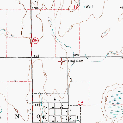 Topographic Map of Ong Cemetery, NE