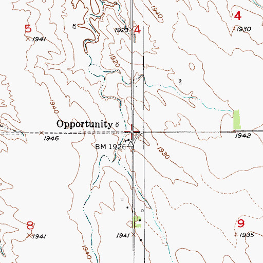 Topographic Map of Opportunity, NE