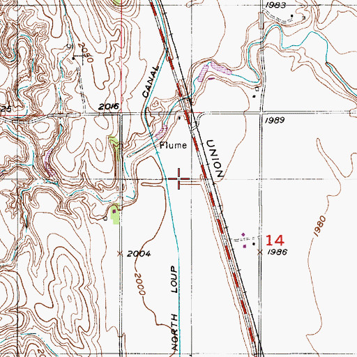 Topographic Map of Ord-North Loup Canal, NE