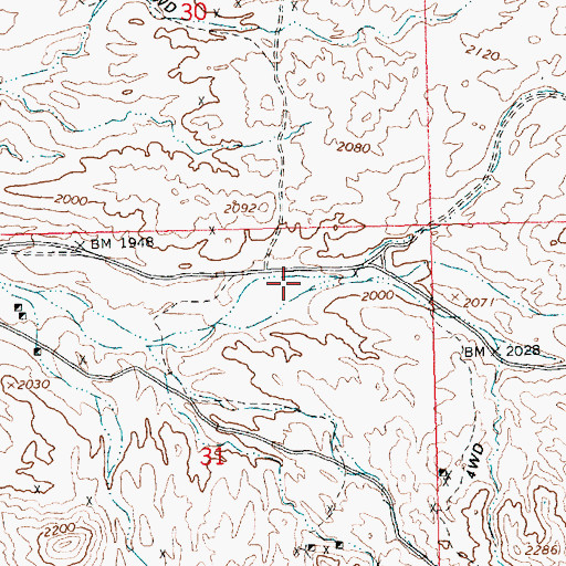 Topographic Map of Mossback Wash, AZ