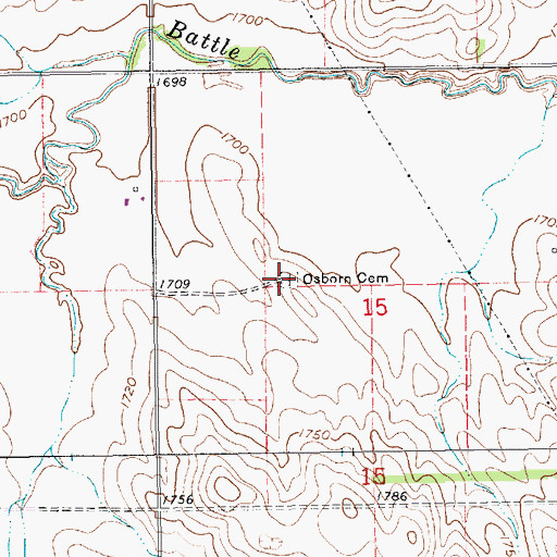 Topographic Map of Osborn Cemetery, NE