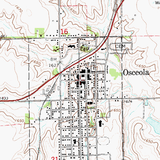 Topographic Map of Osceola, NE