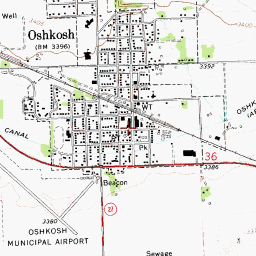 Topographic Map of Oshkosh, NE