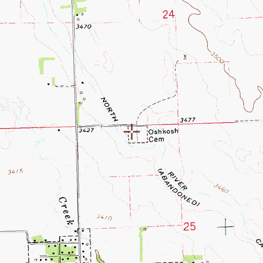 Topographic Map of Oshkosh Cemetery, NE