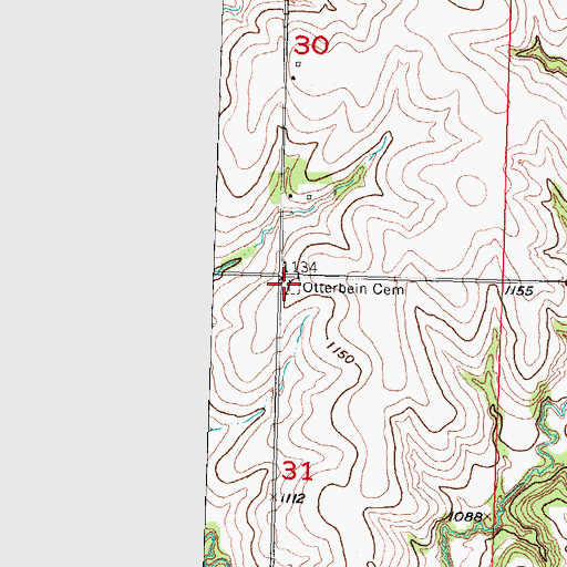 Topographic Map of Otterbein Cemetery, NE