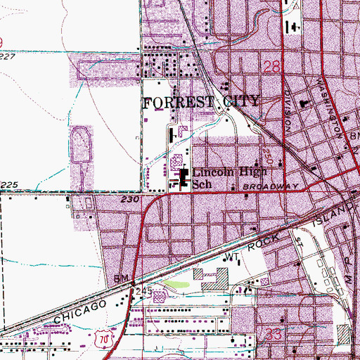Topographic Map of Lincoln High School, AR