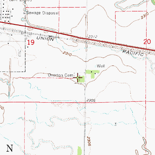 Topographic Map of Overton Cemetery, NE