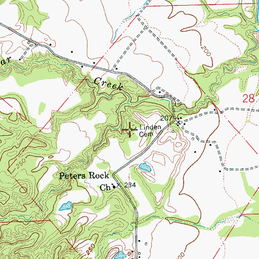 Topographic Map of Linden Cemetery, AR