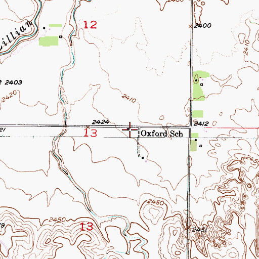 Topographic Map of Oxford School (historical), NE