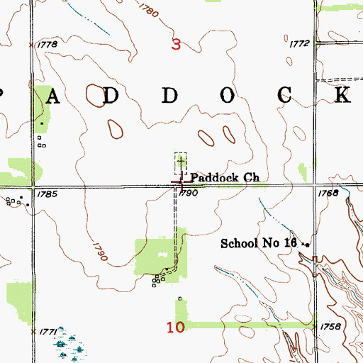 Topographic Map of Paddock Church, NE