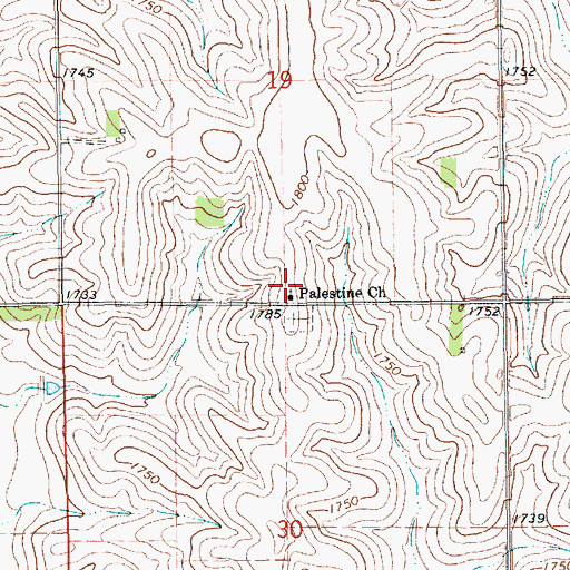 Topographic Map of Palestine Church, NE