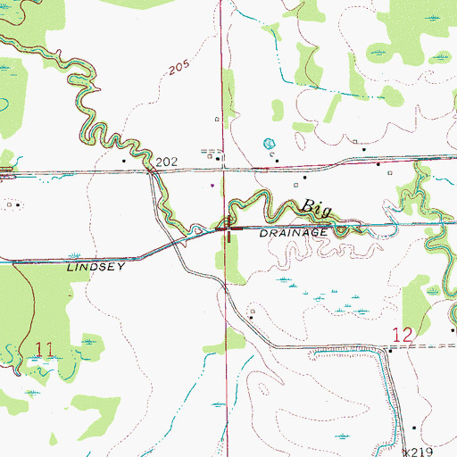 Topographic Map of Lindsey Drainage Ditch, AR