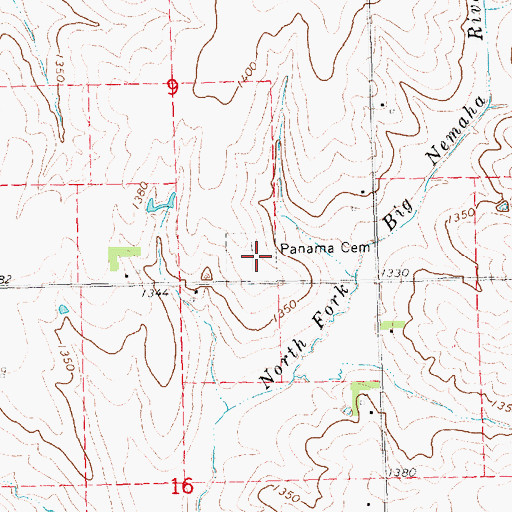 Topographic Map of Panama Cemetery, NE