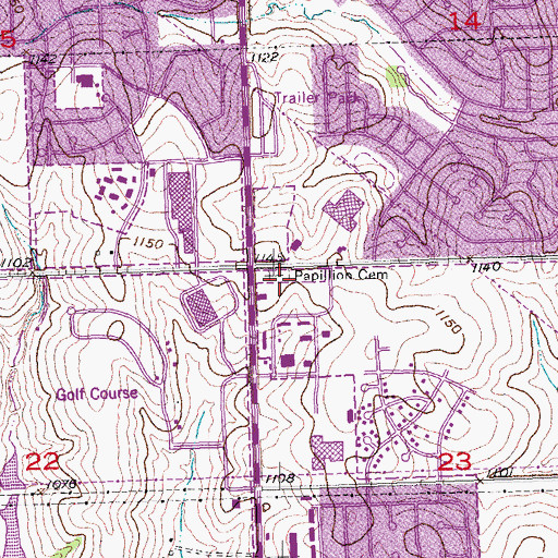 Topographic Map of Papillion Cemetery, NE