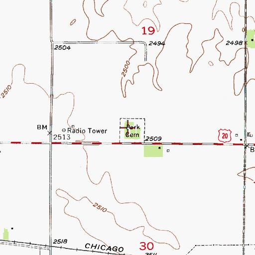 Topographic Map of Park Cemetery, NE