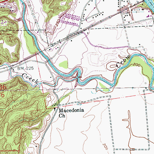 Topographic Map of Little Crow Creek, AR