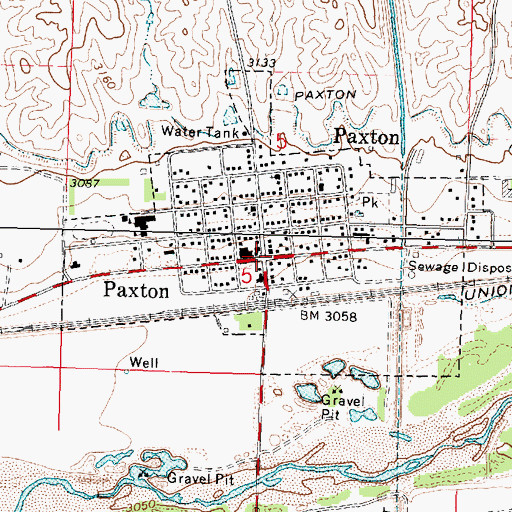 Topographic Map of Paxton, NE