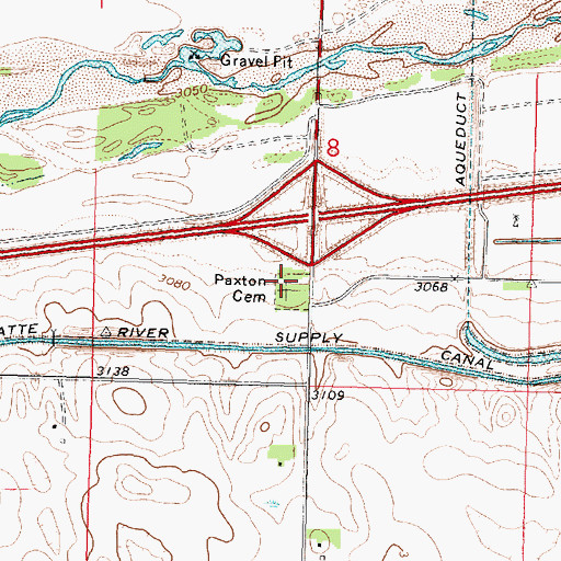Topographic Map of Paxton Cemetery, NE
