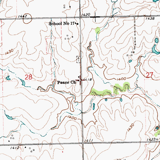 Topographic Map of Peace Church, NE