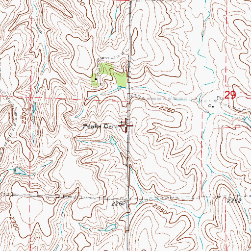 Topographic Map of Peaks Cemetery, NE