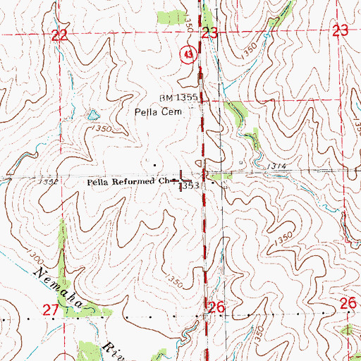 Topographic Map of Pella Reformed Church, NE