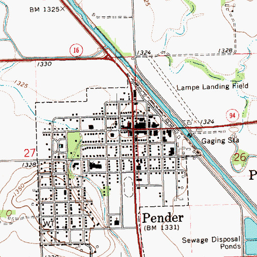 Topographic Map of Pender, NE