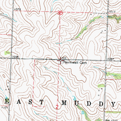 Topographic Map of Penniwell Cemetery, NE