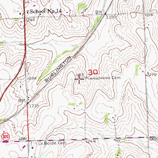 Topographic Map of Pennsylvania Cemetery, NE