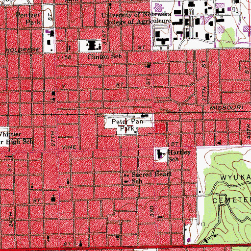 Topographic Map of Peter Pan Park, NE