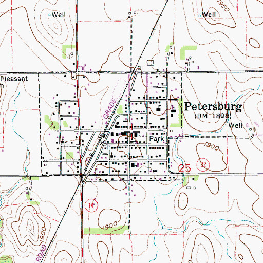 Topographic Map of Petersburg, NE