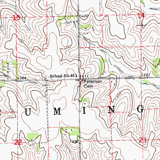 Topographic Map of Peterson Cemetery, NE