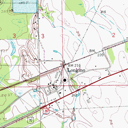 Topographic Map of Longino, AR