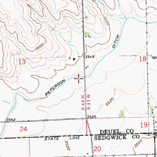 Topographic Map of Peterson Ditch, NE