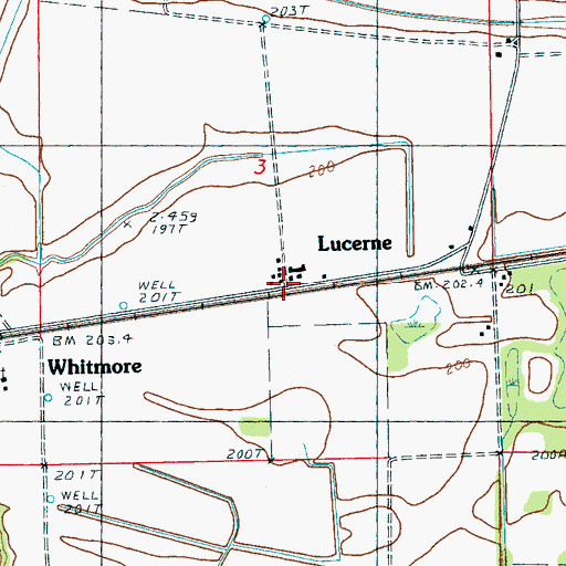 Topographic Map of Lucerne, AR