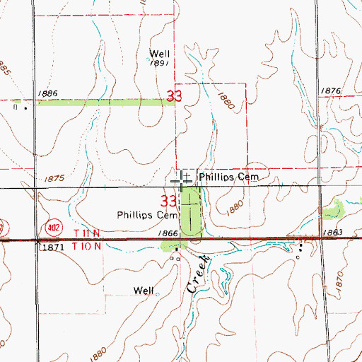 Topographic Map of Phillips Cemetery, NE