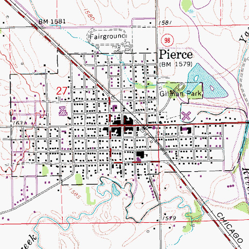Topographic Map of Pierce, NE