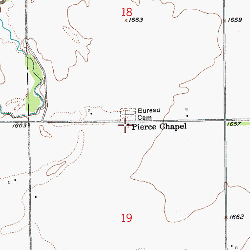 Topographic Map of Pierce Chapel, NE