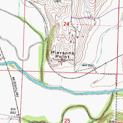 Topographic Map of Piersons Point, NE