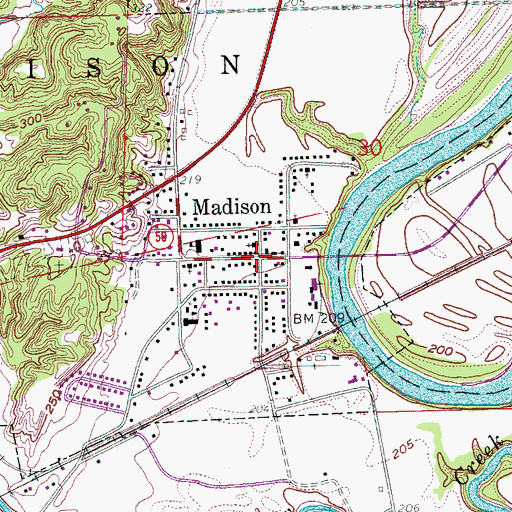 Topographic Map of Madison, AR