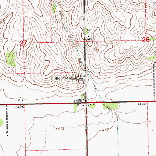 Topographic Map of Pilger Cemetery, NE