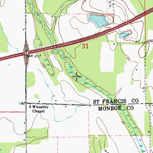 Topographic Map of Maple Slough, AR