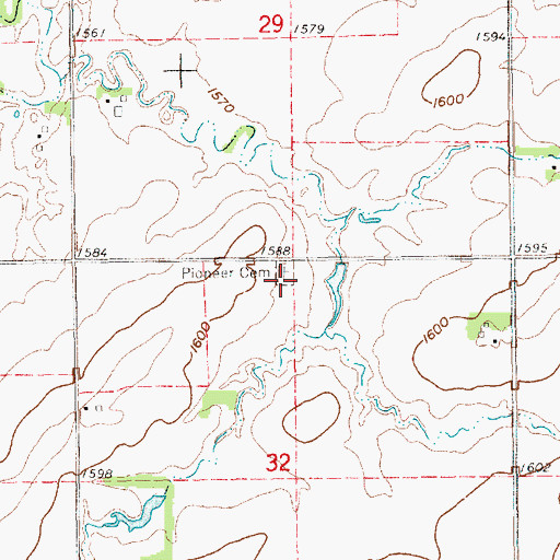 Topographic Map of Pioneer Cemetery, NE